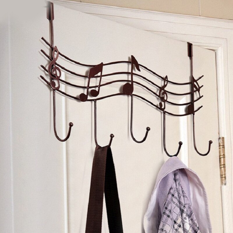 Golvend Muzieknoten 5 Haken Wandkapstokken Kleren Deur Hanger Elegante Afwerking Eenvoudig Decoratieve Huishoudelijke D7WE