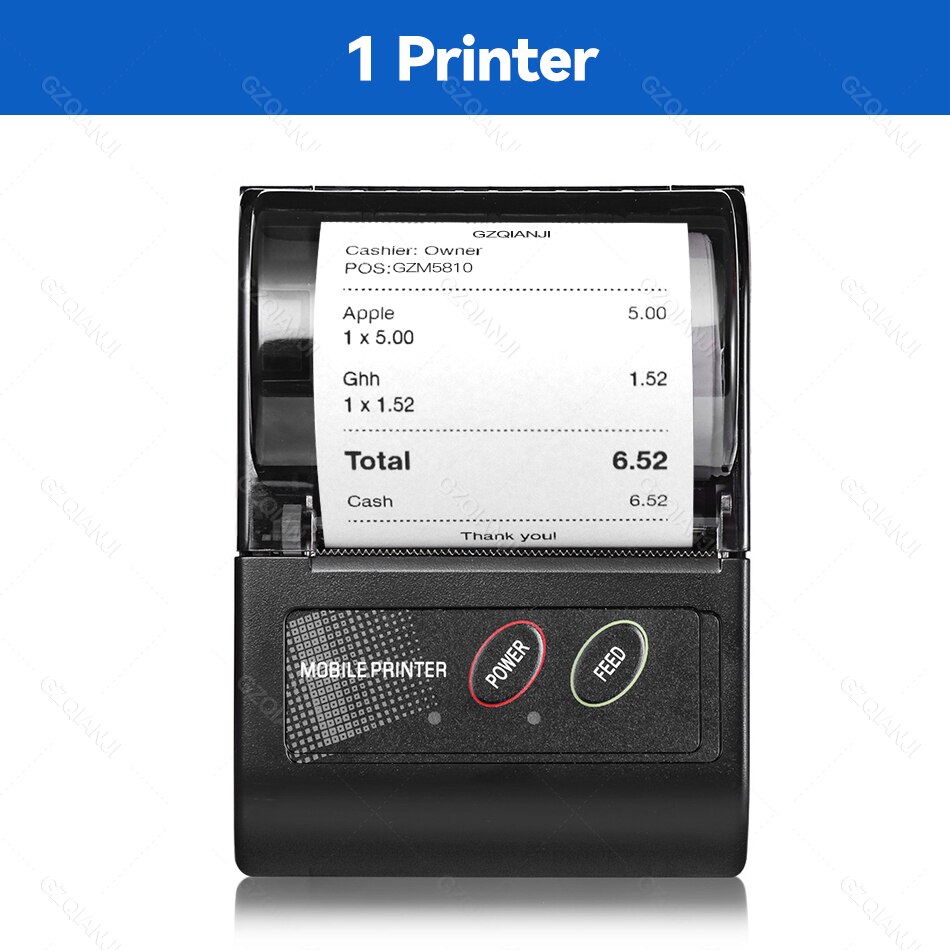 Android phone Mini 58mm Printer 2 inch USB Bluetooth Printer Thermal receipt Free app: 1Printer / EU plug 
