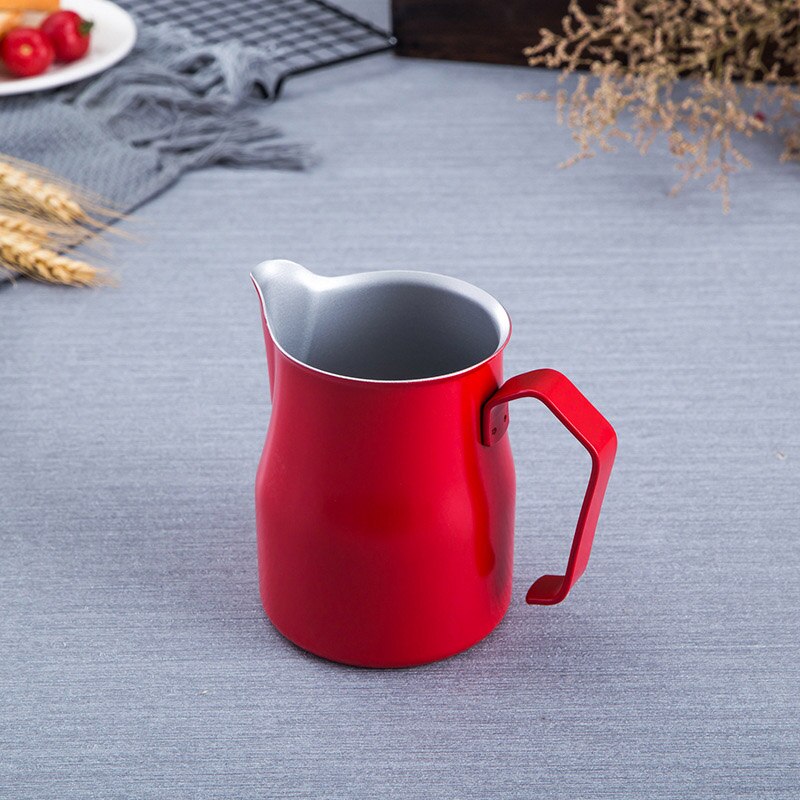 Rvs Opschuimen Melk Pitcher-Espresso Dampende Melk Opschuimen Cup, Perfect voor Latte Art: Rood / 350ml