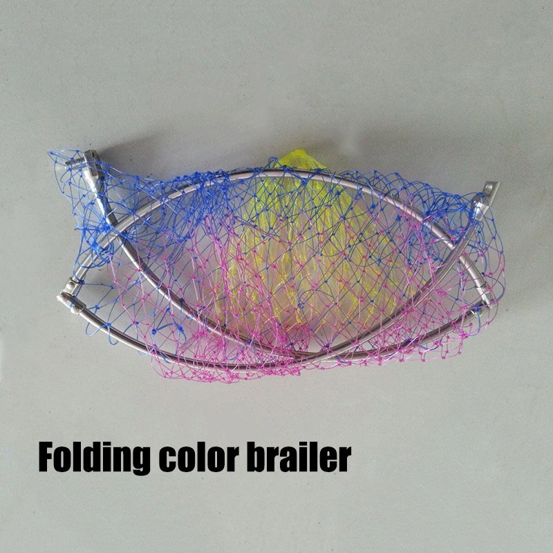 Stainless Steel Brailer Head Round Glue Wire Mesh Folding Fishing Net Bag Sniggle Monofilament 50cm FOU99