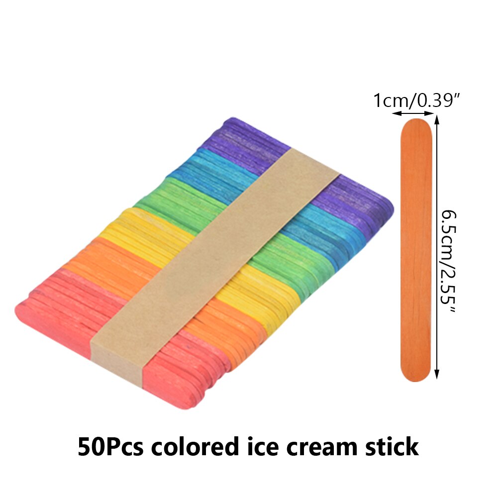 Palito de cubitos de hielo para niños, 50 Uds., accesorios para manualidades, palos de paleta, palos de polo, herramientas para crema de piruleta: 02