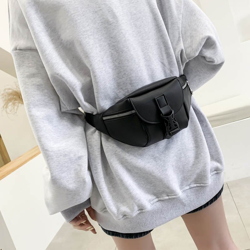 Verstelbare Vrouwen Hip Taille Verpakking Lederen Crossbody Tas Borst Zakken Rits Vrouwelijke Clutch Pouch Riemfanny
