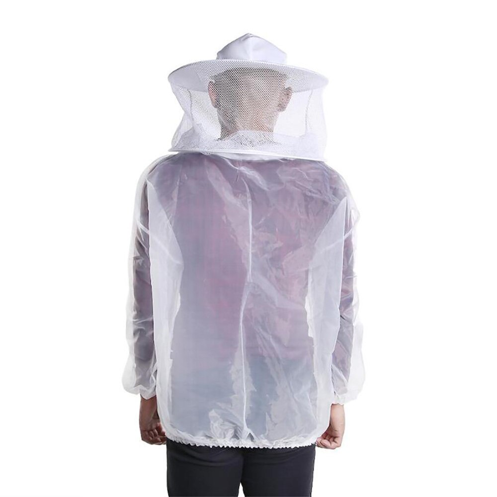 Ropa transpirable para apicultura Anti-abeja traje de apicultura dedicado medio cuerpo con tapa a prueba de abejas blanco