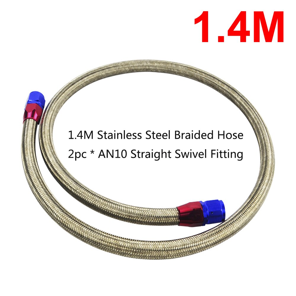 1M/1.2M/1.4M AN10 Rvs Gevlochten Of Gevlochten Stookolie Line + Straight Swivel fitting + 90 Graden Wartelfitting: 1.4m stainless