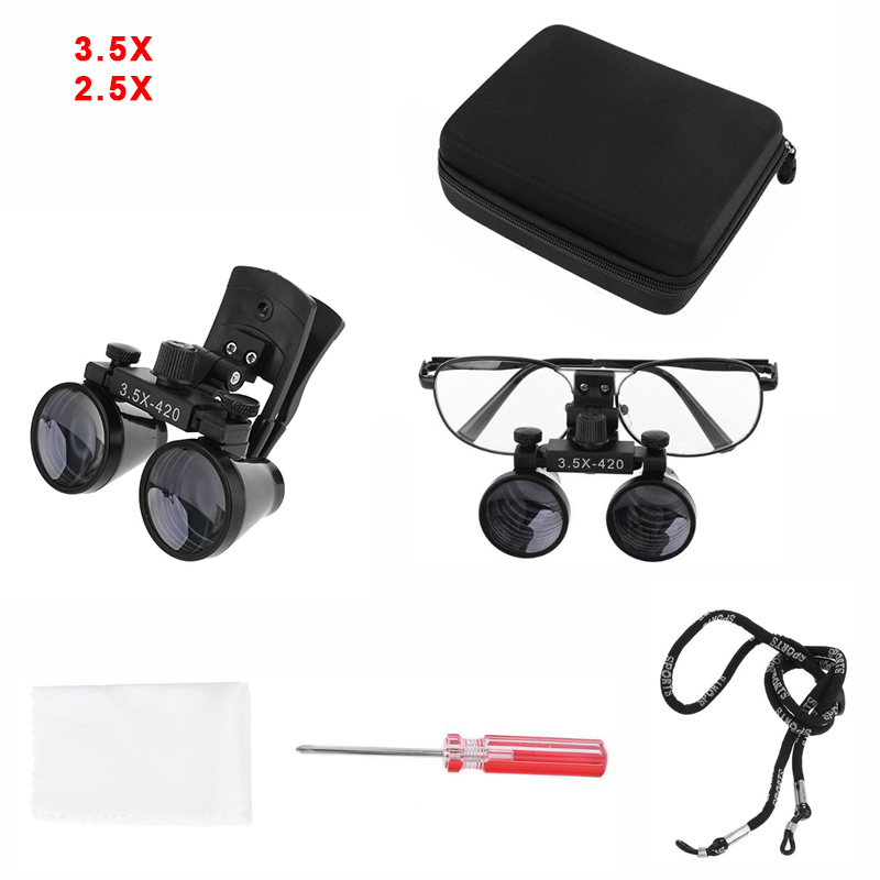 2,5x3,5 x Lupe Fernglas Lupen mit Brille Brille/Clip Metallrahmen mit Aufbewahrung beutel artikel