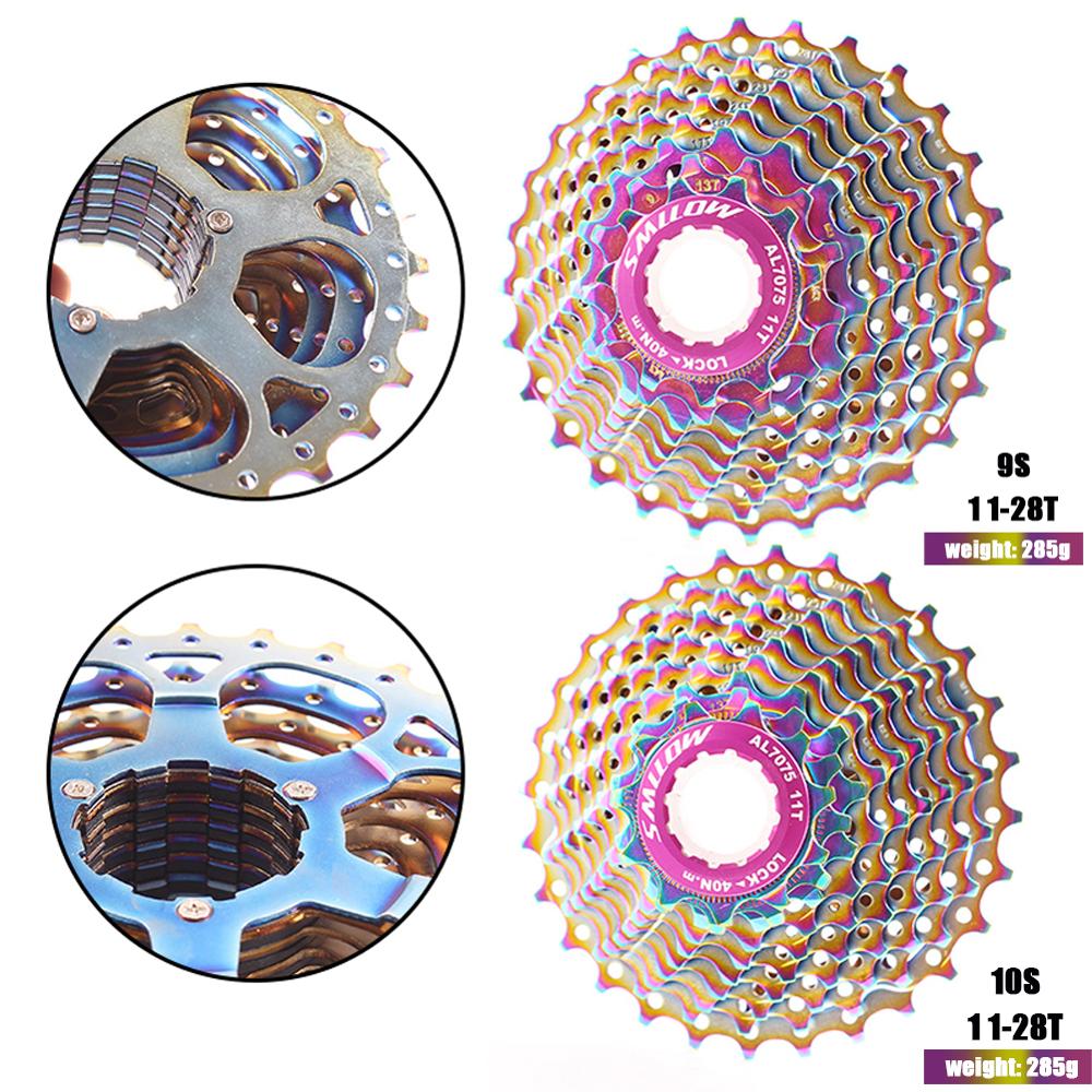 9/10 Speed Bike Freewheel Rainbow Ultralight Freewheel 11-28T Road Bike Cassette Flywheel Bicycles Kit Bike Accessories