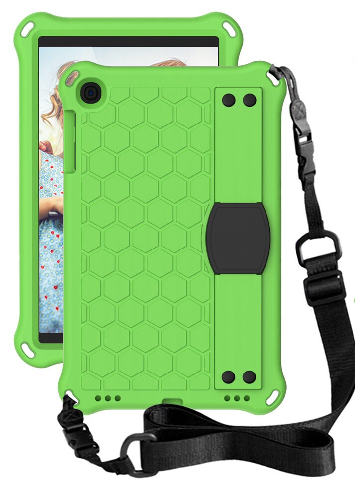 EVA Tablet PC Cover Case For Samsung Galaxy Tab A 10.1inch T510 T515 Full Body Protective Shell Hand Grip Shoulder Strap: Green Black