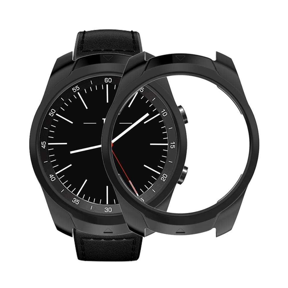 Blødt silikone etui til ticwatch pro smart watch beskyttelses etuier kofanger til tic watch pro watch cover slim plating tpu shell: Sort