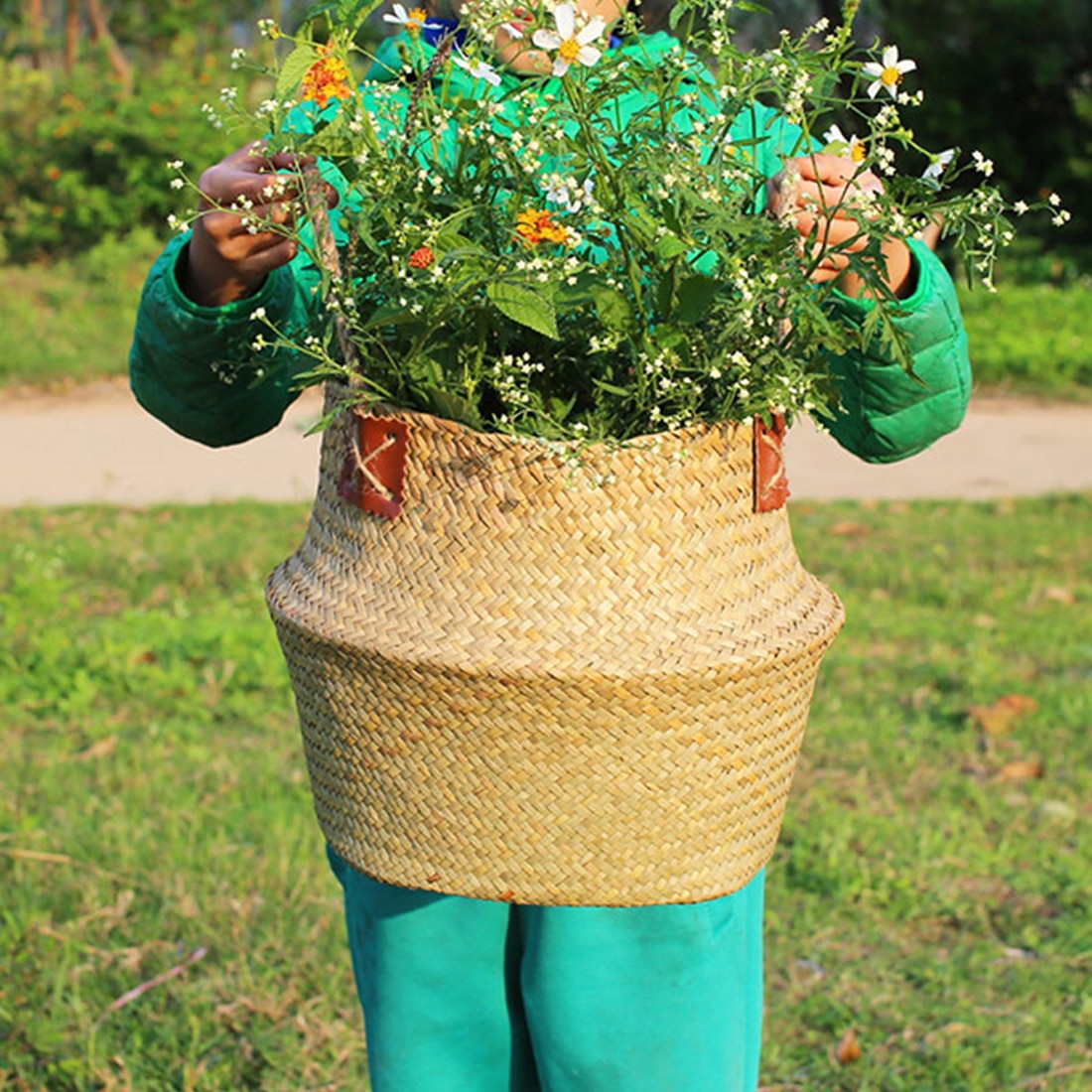 1pc Rattan Folding Basket Seaweed Wicker Baskets Dirty Laundry Storage Basket Home Storage 3 Size Available