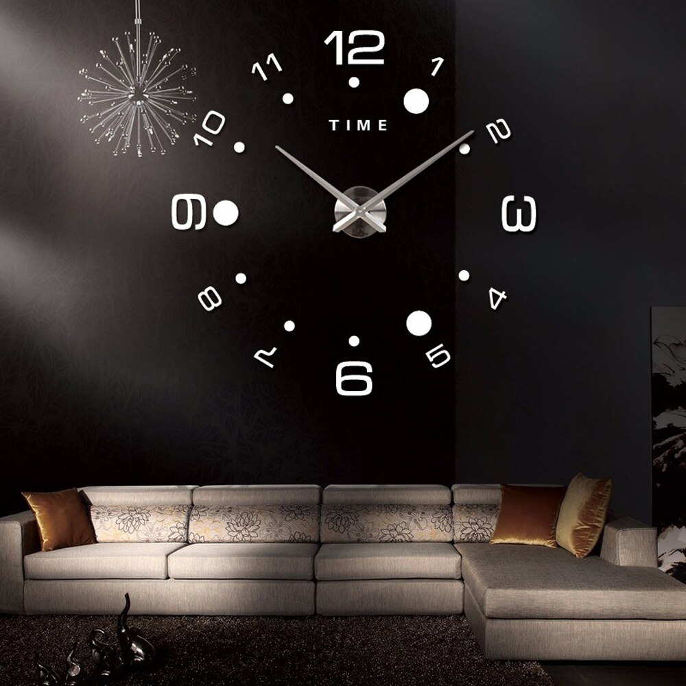 3D DIY Large Wall Clock Arabic Numeral Acrylic Mirror Wall Sticker Mute Oversize Digital Clock Hanging Clocks Time Letter