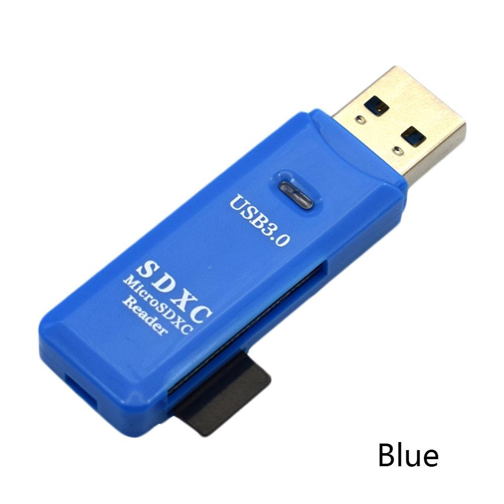 Ultra High Speed 2 in 1 USB 3.0 Memory Card Reader Flash Adapter Micro SD SDXC: Blue