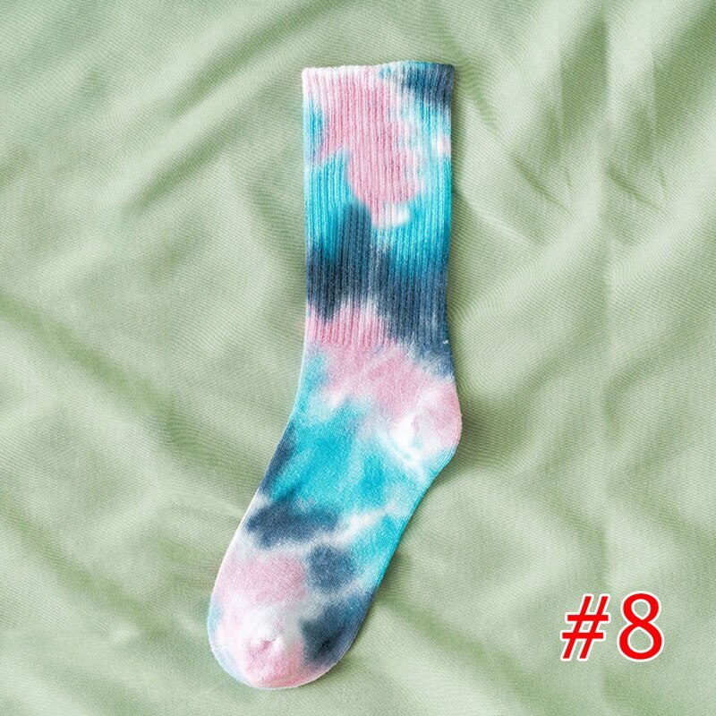 men and women socks cotton Colorful Psychedelic Graffiti Tie dyeing funny Skateboard cute Harajuku Hiphop tube socks: M210637P