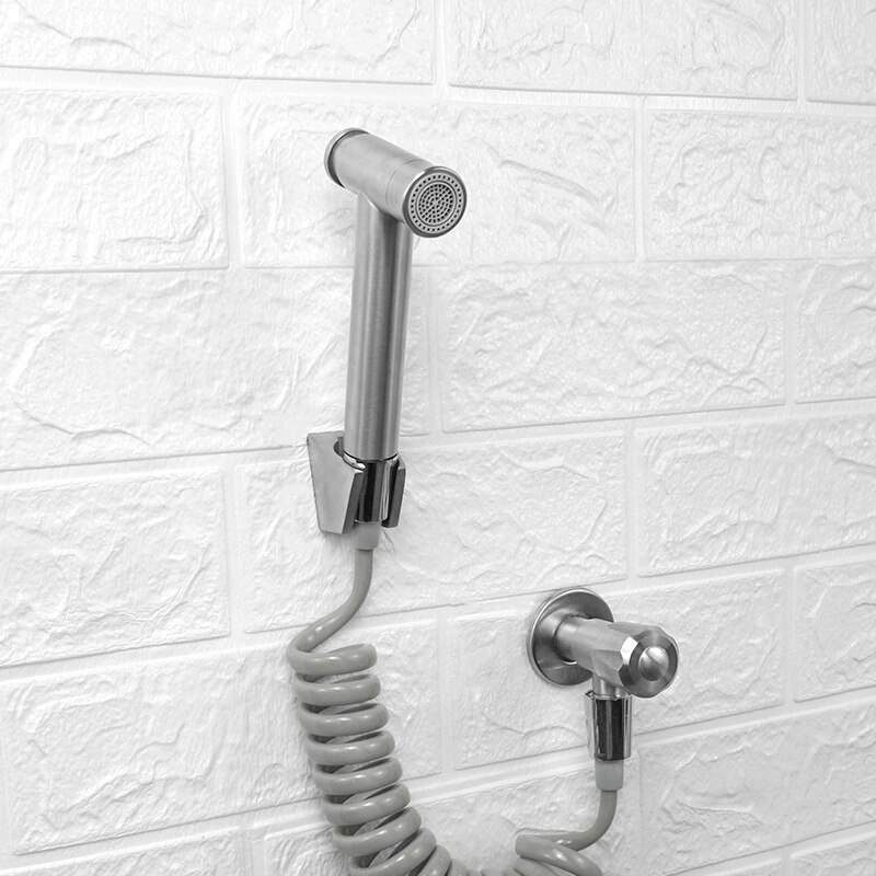 Brushed Stainless Steel Douche Kit Double Spray Handheld Bidet Sprayer Toilet Bidet Faucet Shattaf Valve Jet Set Hygienic Shower