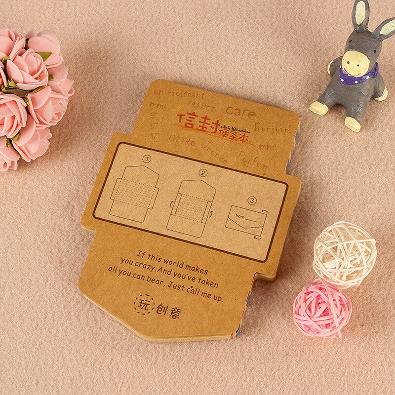 Retro Vintage Kraft Paper Envelopes Mini Cute Kawaii Memo Pad Cartoon Stationery Post Letter Envelope