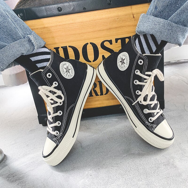 Casual schoenen heren klassieke heren canvas schoenen effen goedkope heren gevulkaniseerde schoenen laag hoog bovenwerk veterschoenen herenschoenen