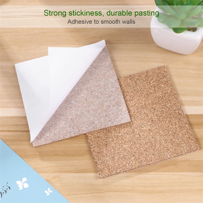 Supvox 80 stk. 95 x 95mm selvklæbende firkantede korkplader til diy coasters korkfliser korkmåtte