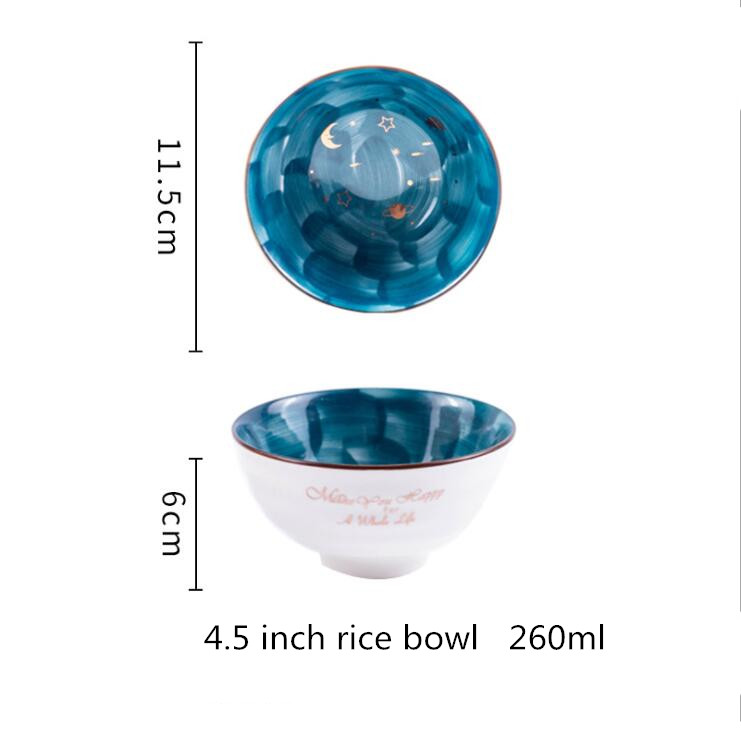 Nordic hand-painted starry sky ceramic Plate Set Kitchen Plate Ceramic Tableware Food Dishes Rice Salad Soup Noodles Bowl Dish