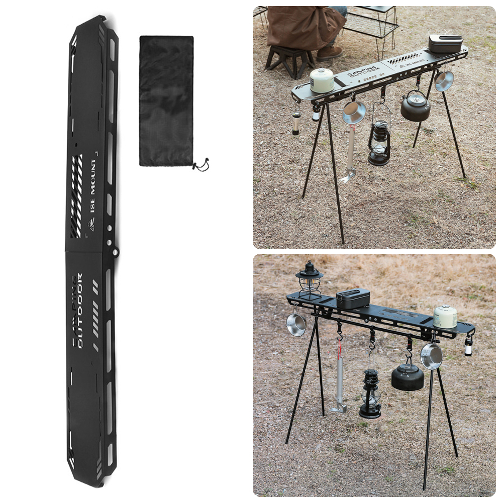 Outdoor Camping Picknick Opknoping Rack Draagbare Opvouwbare Statief Met Haak Kookgerei Pan Pot Lamp Kleding Opbergstandaard