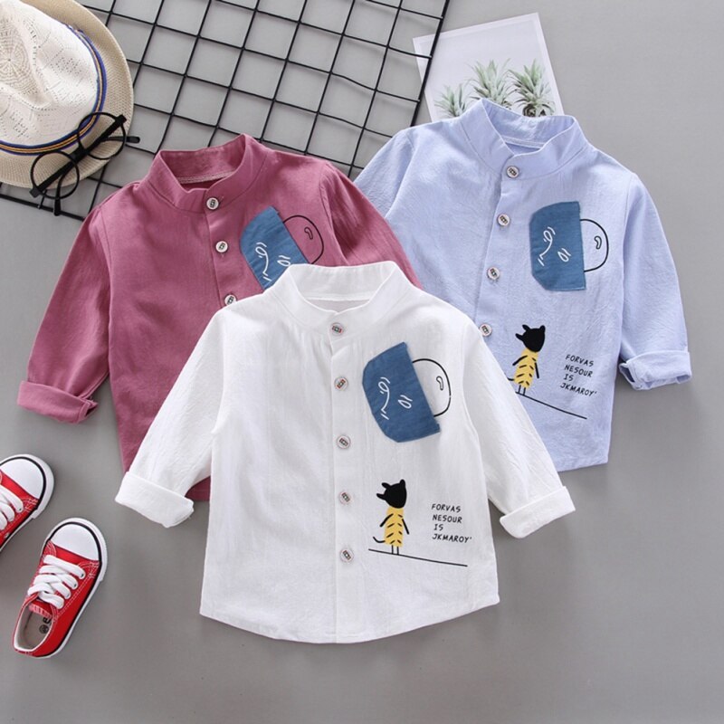 Kids Shirts Kleding Voor Kleding Kids Top Lange Mouwen Jongens Shirts 1Pcs Kinderen Jongens Shirts Katoen effen