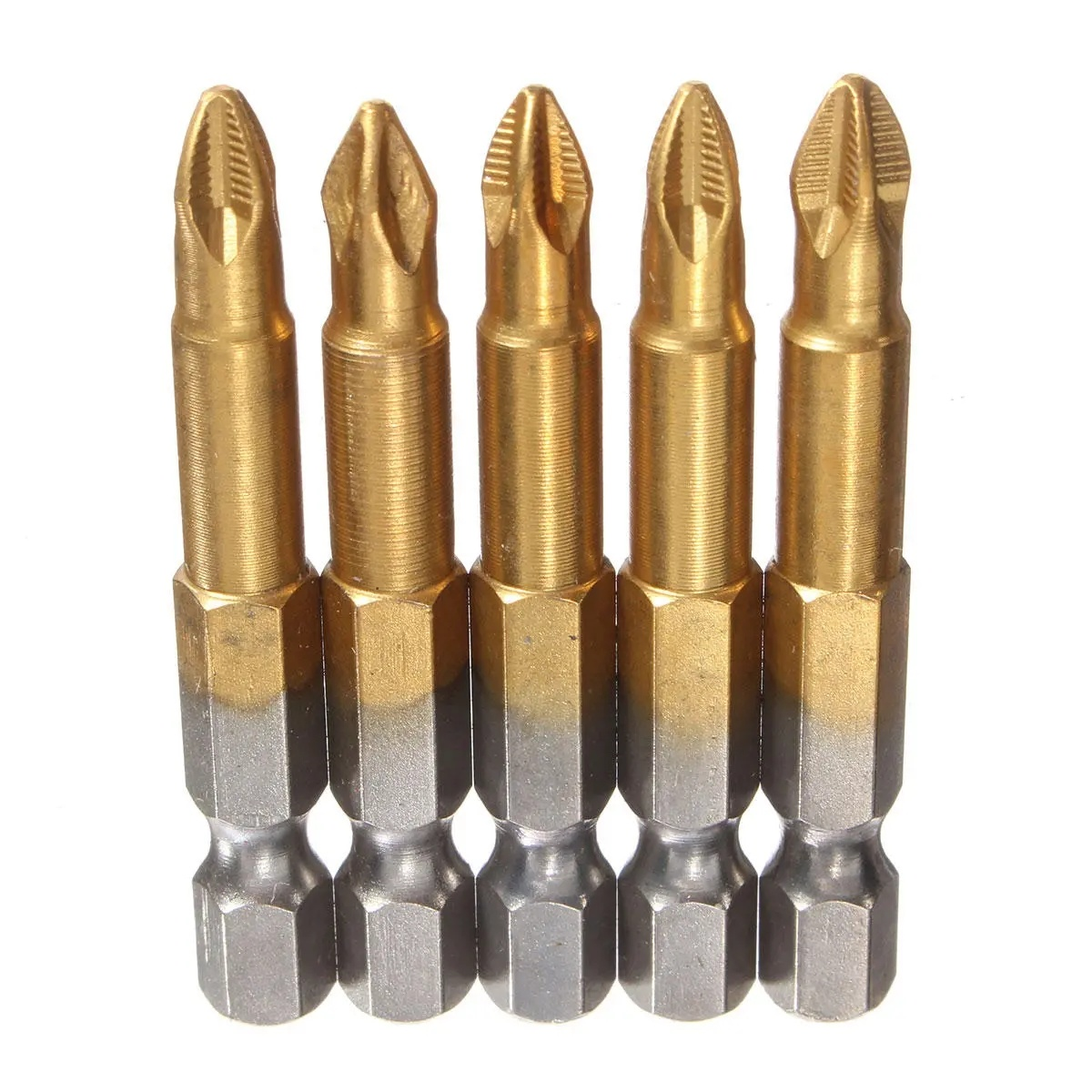 5/10pcs Anti Slip Electric Screwdriver Bits 1/4"Hex Shank Titanium Coated Screwdriver Bits PH2 Magnetic Electric Screwdriver Bit