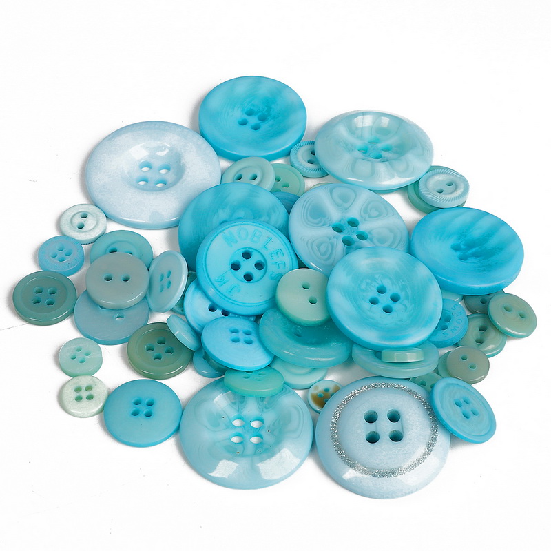 Mixed Color & Size Small Plastic Buttons Round Cartoon Button DIY Craft Scrapbooking Sewing Garment Accessories: Turquoise