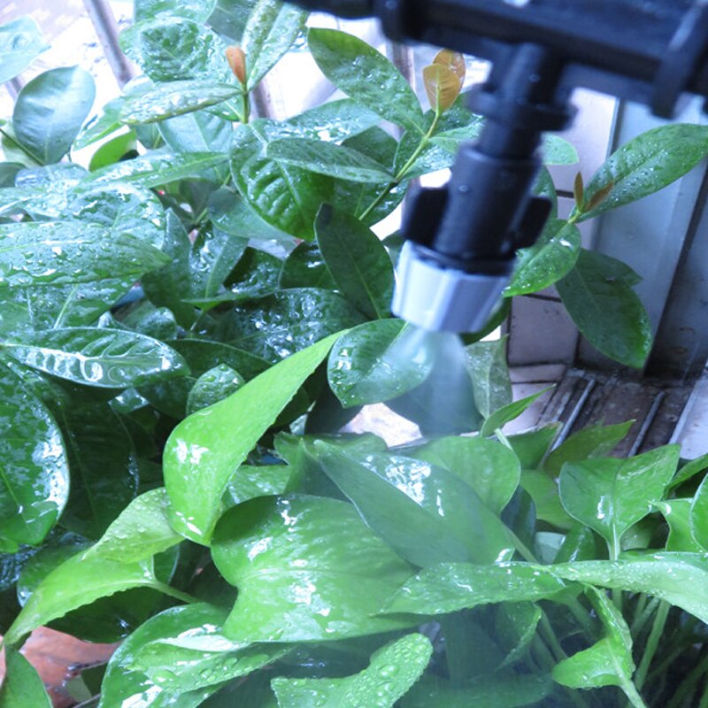 1 Sets Fog Nozzles Micro Automatische tuinirrigatie watering Kit 10m slang en Grijs sproeikop met 4/ 7mm tee en connector
