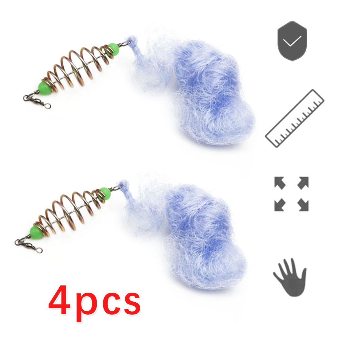 4PCS 12-Size Spring Connector Folding Fishing Nets With Luminous Beads Carp Fishing Fish Trap Fishing Tackles