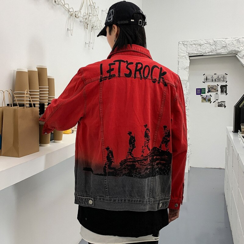 Original Brand Harajuku Oversize Hiphop Jacket Men's Hip-Hop Denim Jacket Jacket Men Jean Jacket Men Clothing