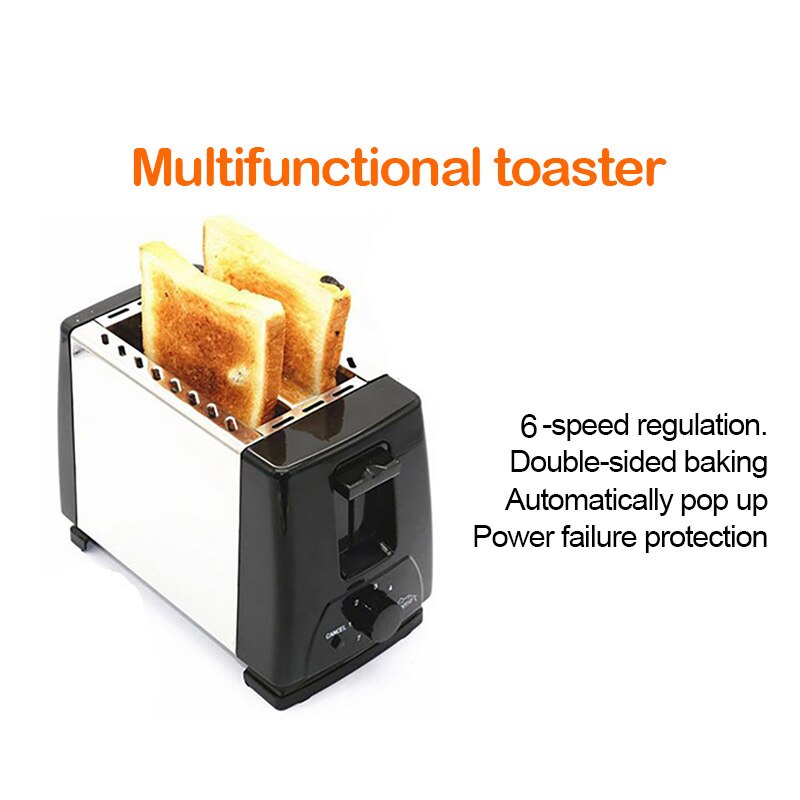 750W Electric Toaster Stainless Steel Automatic Bread Toasters Oven Baking Toaster Machine Home Kitchen Breakfast Sandwich Maker