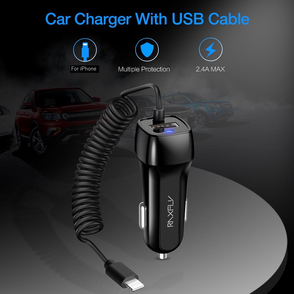 RAXFLY USB Car Charger For iPhone 8 7 XS XR X 11 12 Phone Charger Car Micro USB Type C For Xiaomi Note 7 4X Car Fast Charge