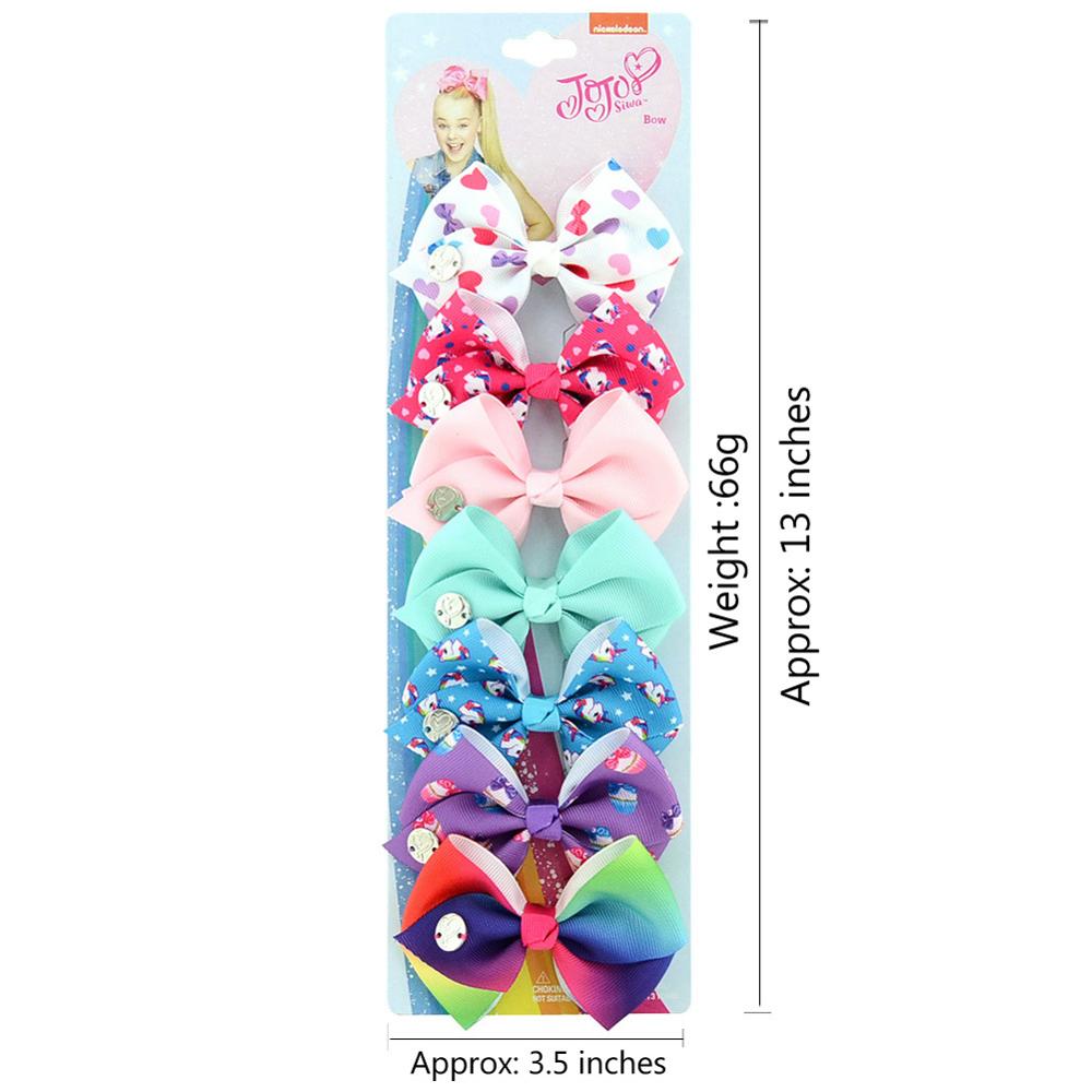 7 Stuks/set Jo Bows Siwa Regenboog Gedrukt Knoop Lint Boog Voor Meisjes Handgemaakte Boutique Haar Clip Kinderen Haaraccessoires