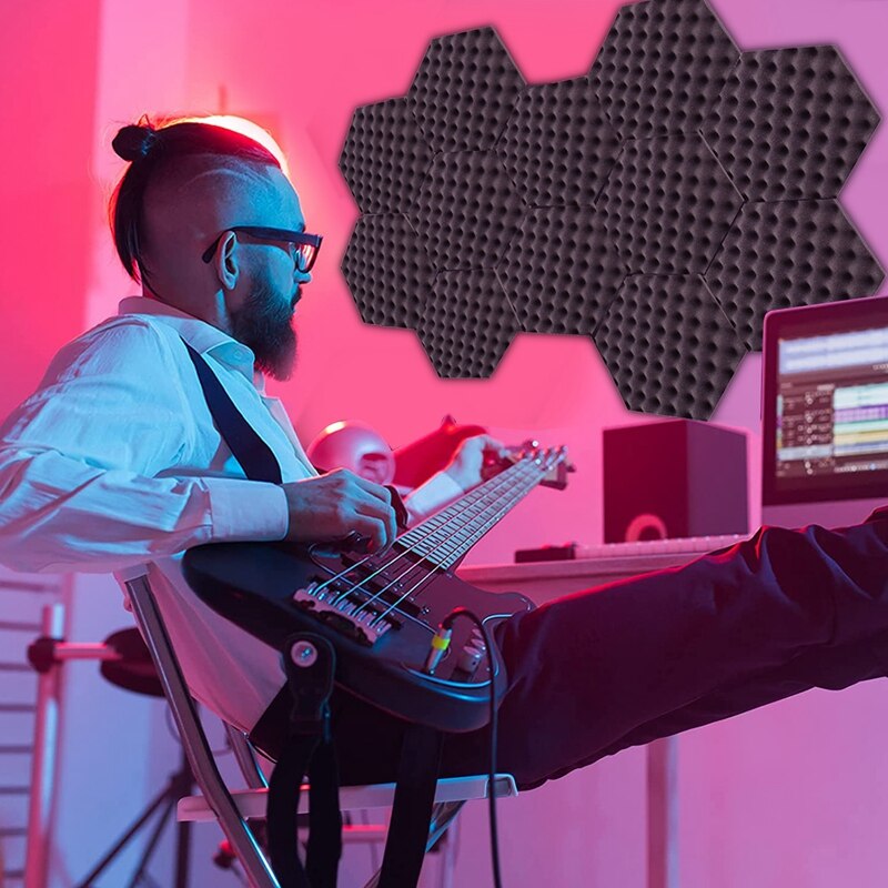 12 Pack Hexagon Egg-Crate Acoustic Foam Panels,Studio Foam Panels Meant for Echo Absorption for Home Office