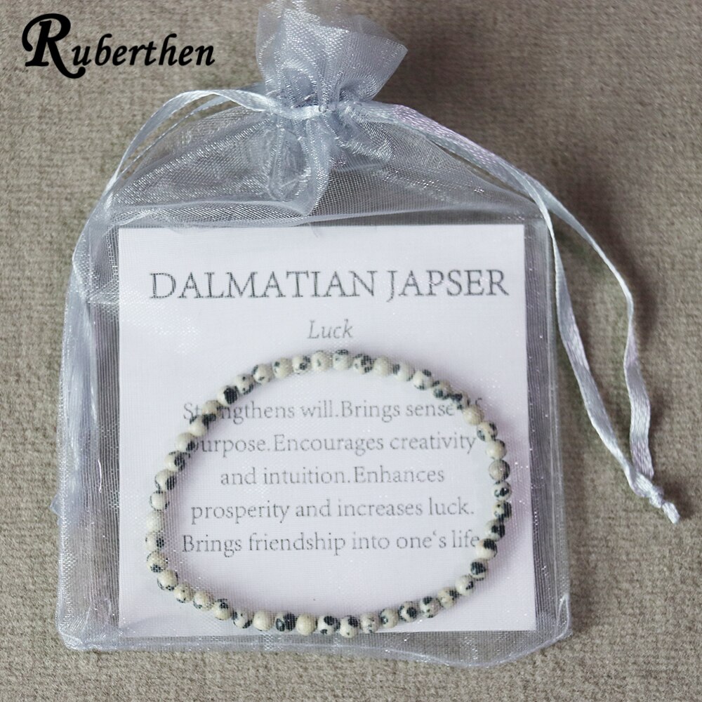 Ruberthen natuurlijke dalmatische stenen armband 4 mm natuurstenen yoga armband mini edelsteen armband