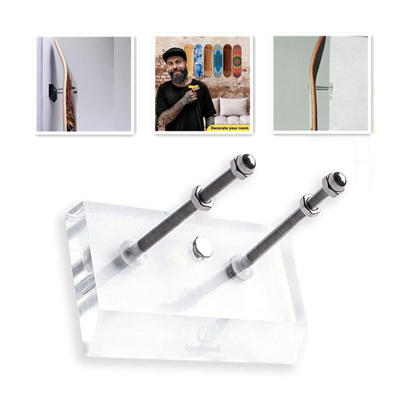 Skateboard Wall Mount Kit Indoor Acrylic Sliding Plate Display Holder for Longboard Skateboards Wall Mount