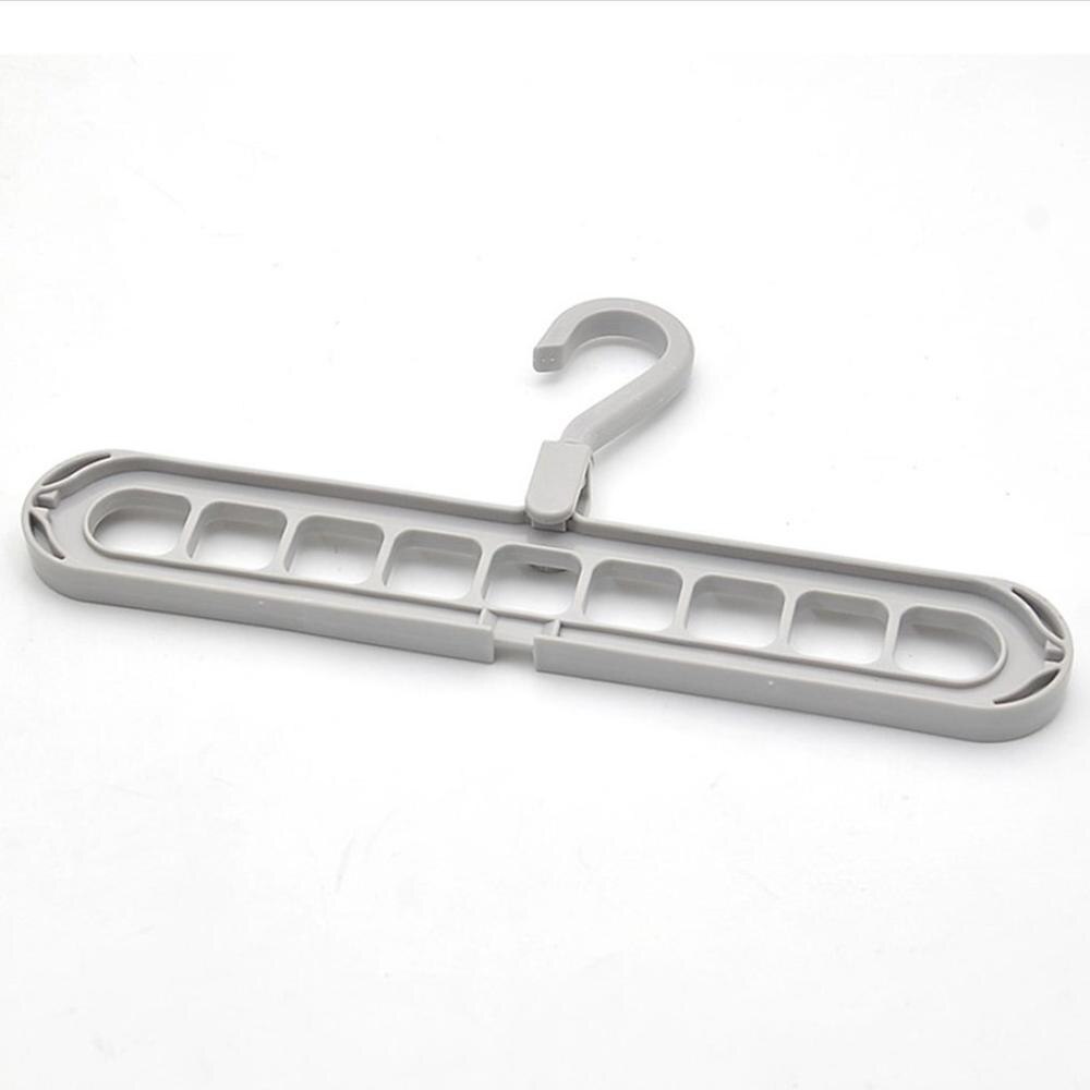 Rotating Nine-Hole Hanger Multi-Function Multi-Layer Folding Magic Hanger Wardrobe Storage Plastic Rack: gray