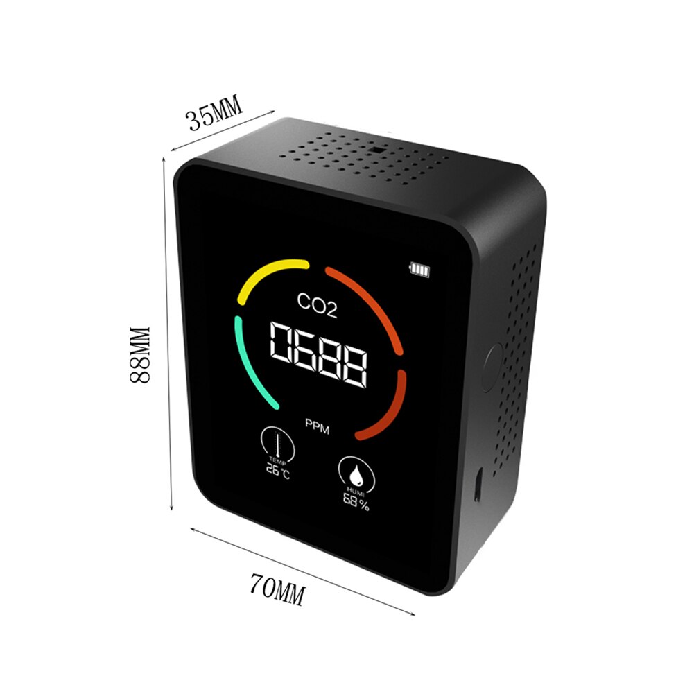 Medidor de CO2 portátil 3 en 1, probador de Sensor de temperatura y humedad, Monitor de del aire, Analizador de dióxido de carbono, Gas, TVOC, Detector de co2: 3
