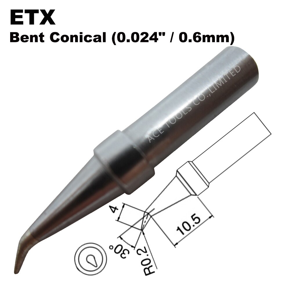 Solderen Tip Etx Bent Conische 0.6Mm Fit Weller WES51 WES50 WESD51 WE1010NA WE1010EU PES51 PES50 LR21 LR20 Ijzer Lassen bit