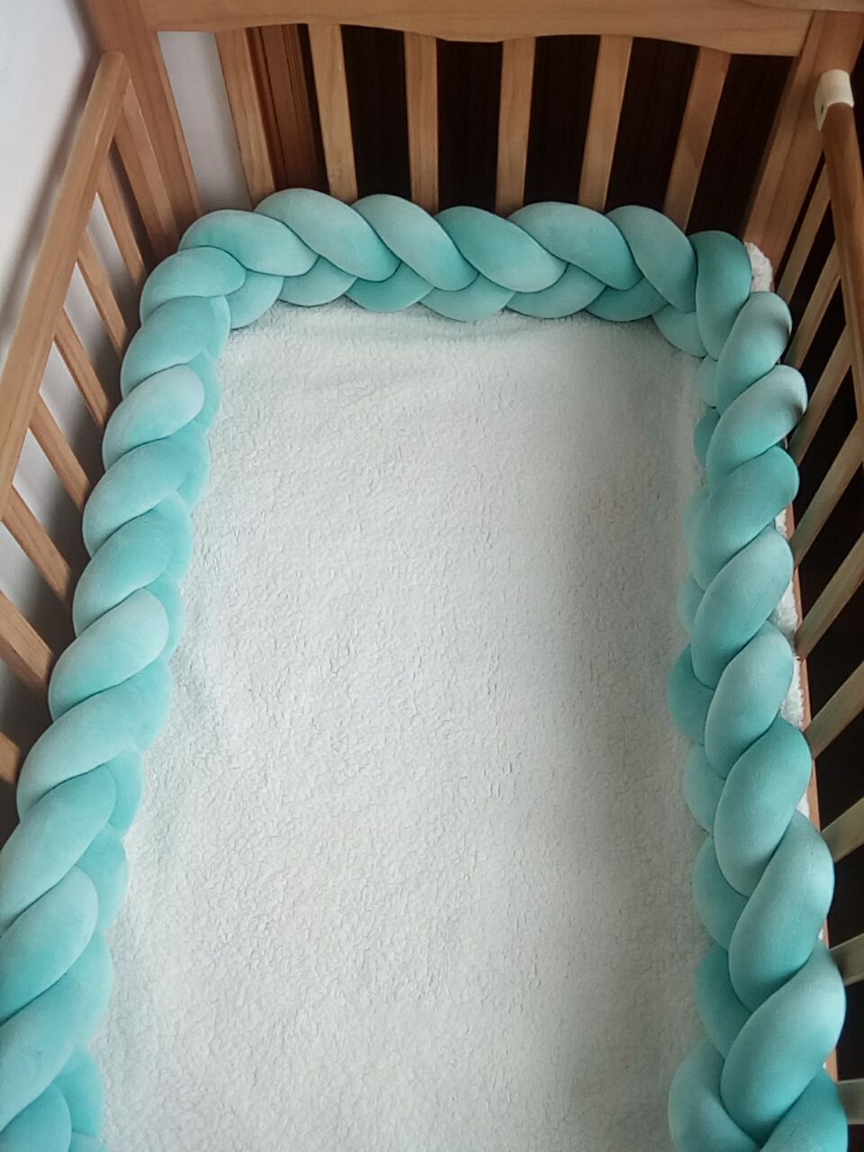 100 Cm Gevlochten Crib Bumpers + Knoop Kussen Kussen, Kwekerij Beddengoed, Cot Kamer Dector: green120cm