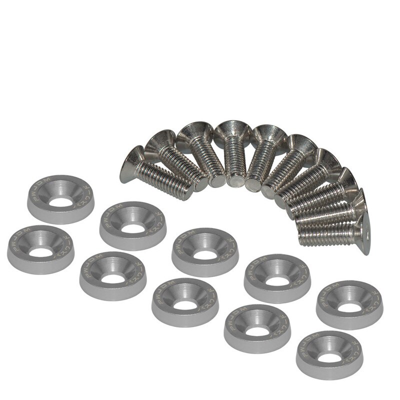 10 Stks/set M6 Jdm Bouten Auto Gemodificeerde Hex Bevestigingsmiddelen Fender Washer Bumper Motor Concave Schroeven Kentekenplaat Bouten Auto-styling: Silver