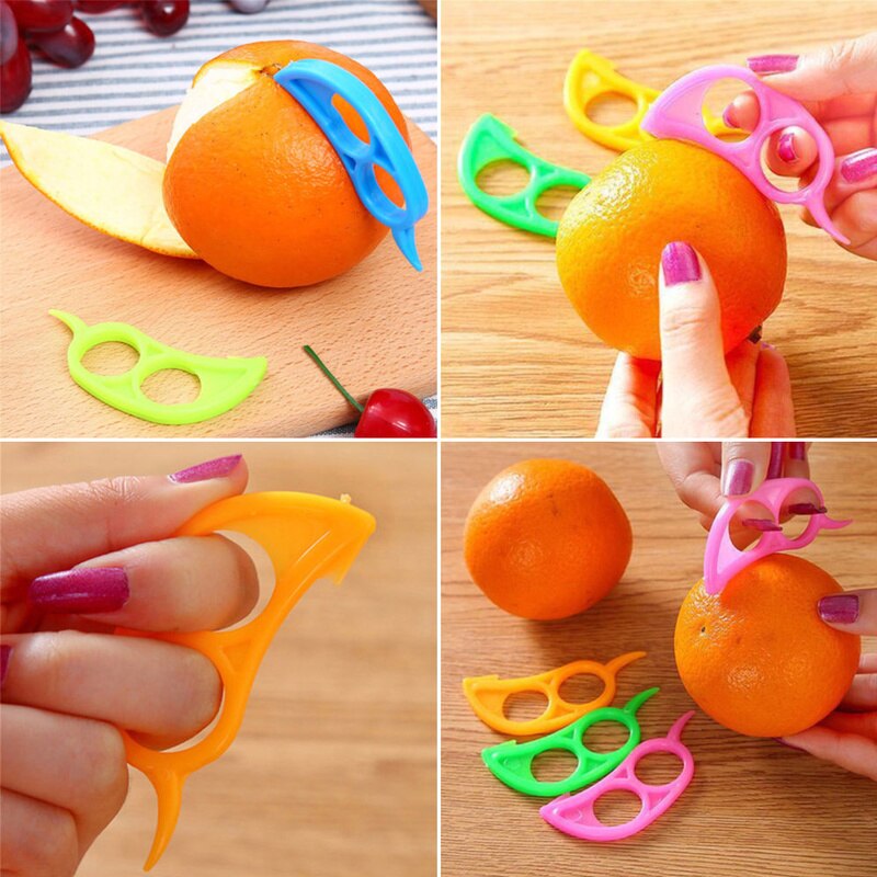Plastic Gadget Oranje Citrus Slicer Citroen Remover Grapefruit Zester Apparaat Fruit Cutter Gereedschap Dunschiller Vinger Ring met Tip Opener