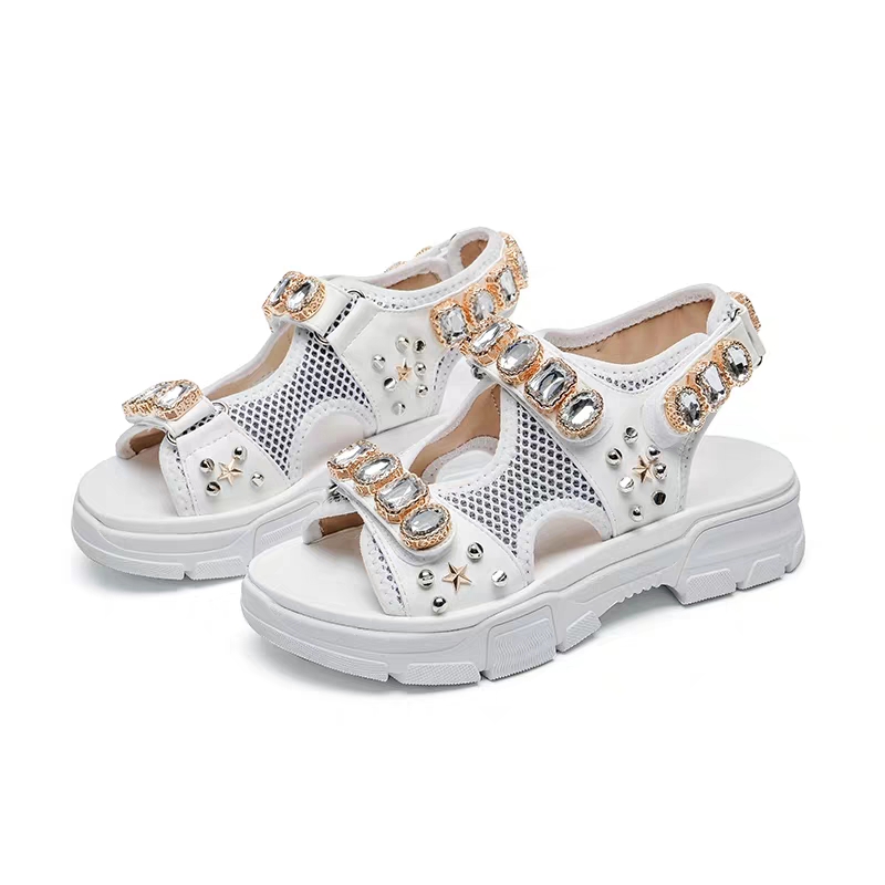 Sexy Hollow Out Vrouwen Sport Sandalen Mode Vis Mond open Strand Schoenen Outdoor Wedge Schoenen Vrouwen Diamant Zomer schoenen