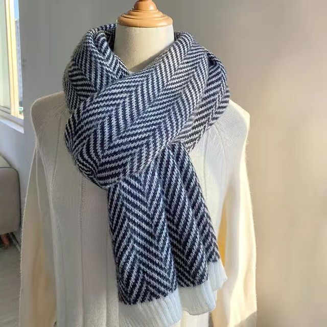 Bufanda cálida de para hombre y mujer, bufanda gruesa a rayas, bonita y salvaje, para invierno, novedad de: M 4