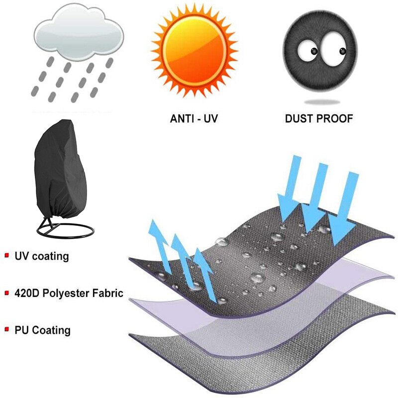 Utomhus swing äggskal stol dammskydd trädgård väv hängande ägg stol stol täcka anti-uv vattentät hem hängande arrangör