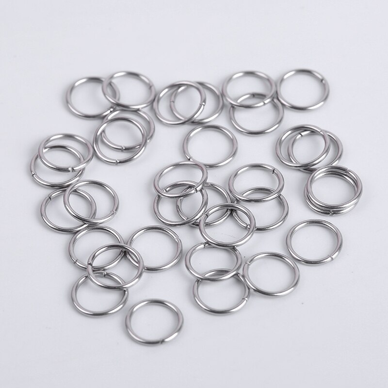 200 unids/lote de acero inoxidable anillos de salto abierto anillos de Split para la fabricación de la joyería DIY conector Accesorios: 1.0x8mm 200Pcs