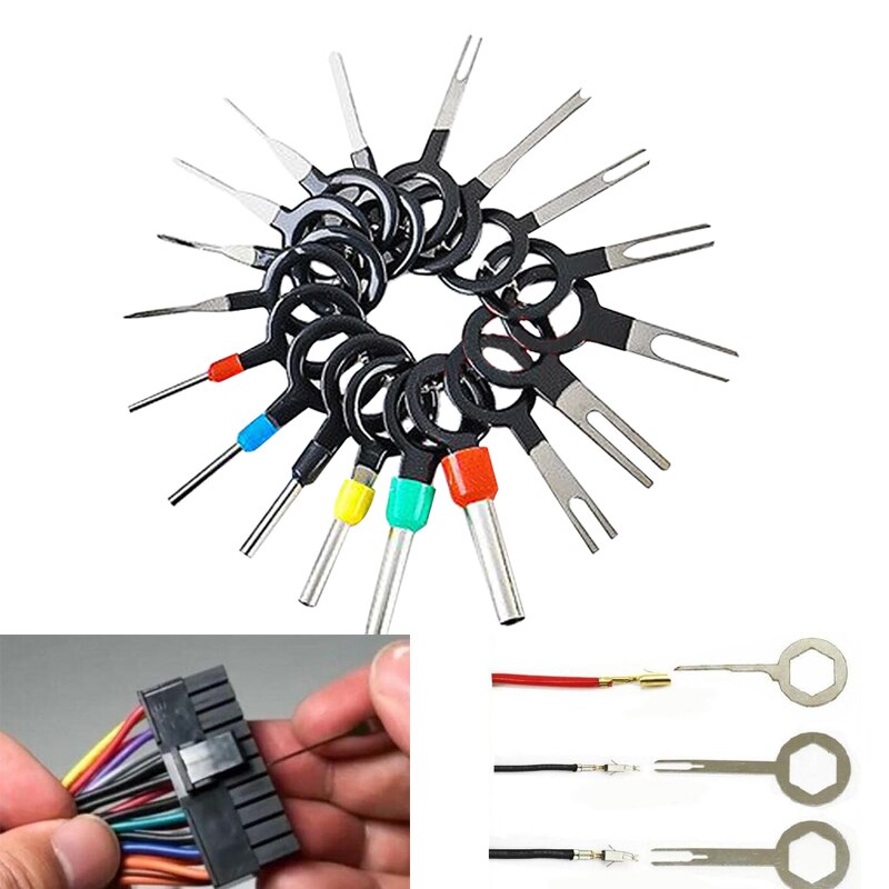 11/18Pcs Aluminum Car Electrical Wiring Crimp Connector Pin Extractor Kit Automotive Plug Terminal Remove Tool