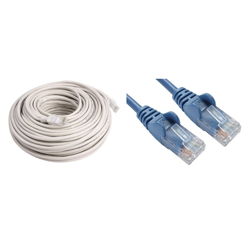 RJ45 Ethernet Cat5 Network Cable LAN Patch Lead 20m Gray White