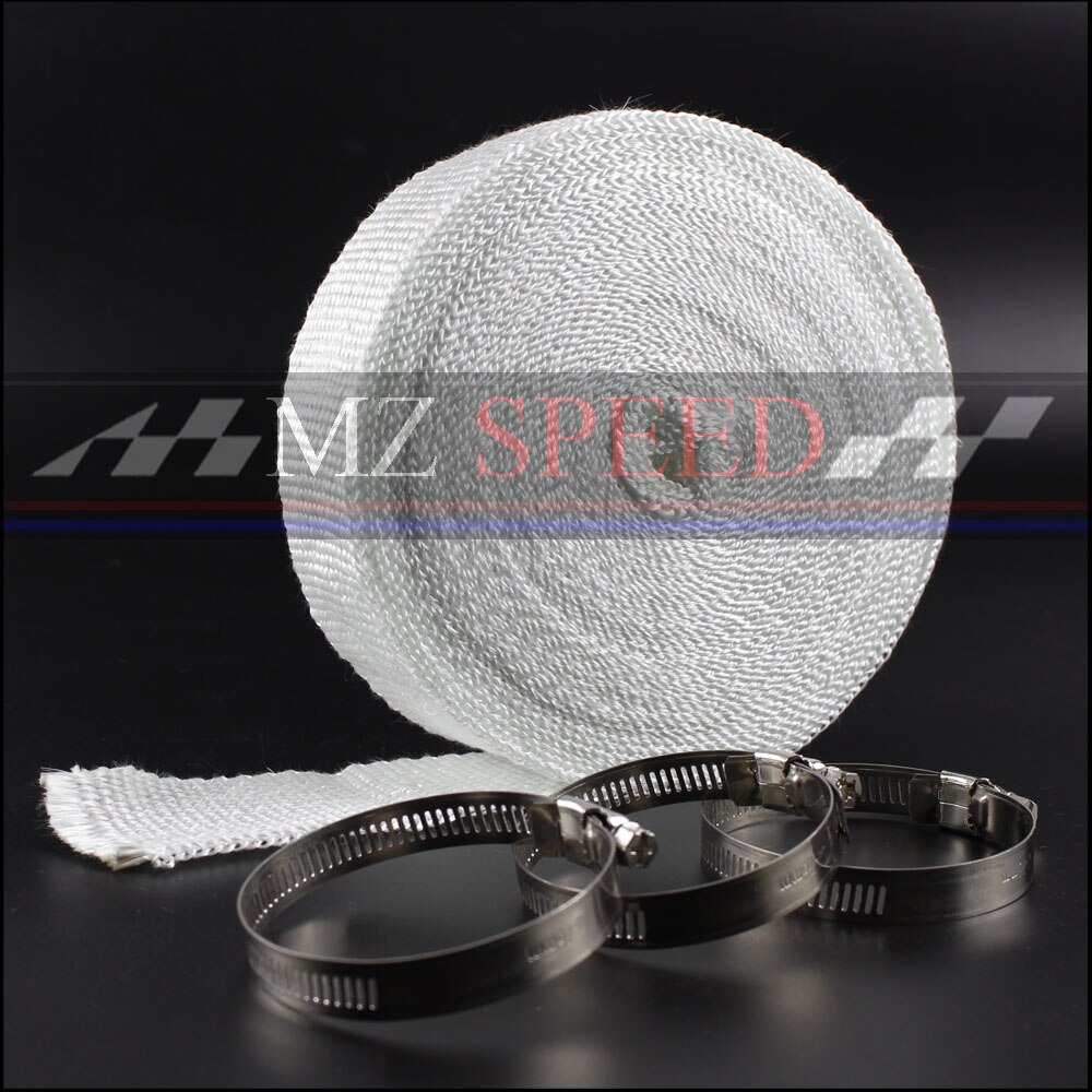 Envoltorio para tubo de escape, envoltura de tubo de bajada resistente al calor, bridas de acero inoxidable de 5m x 5cm para motocicleta y coche: 001