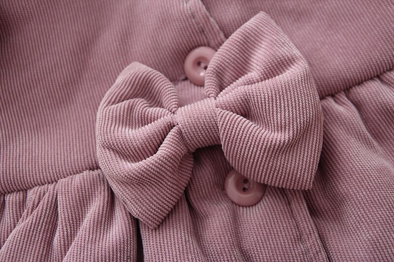 Kinderen Baby Meisjes Mode Parka Jas Roze Uitloper Leuke Lange Mouwen Hooded Boog Jas Winter Warm Effen Kleur Voor Baby meisjes