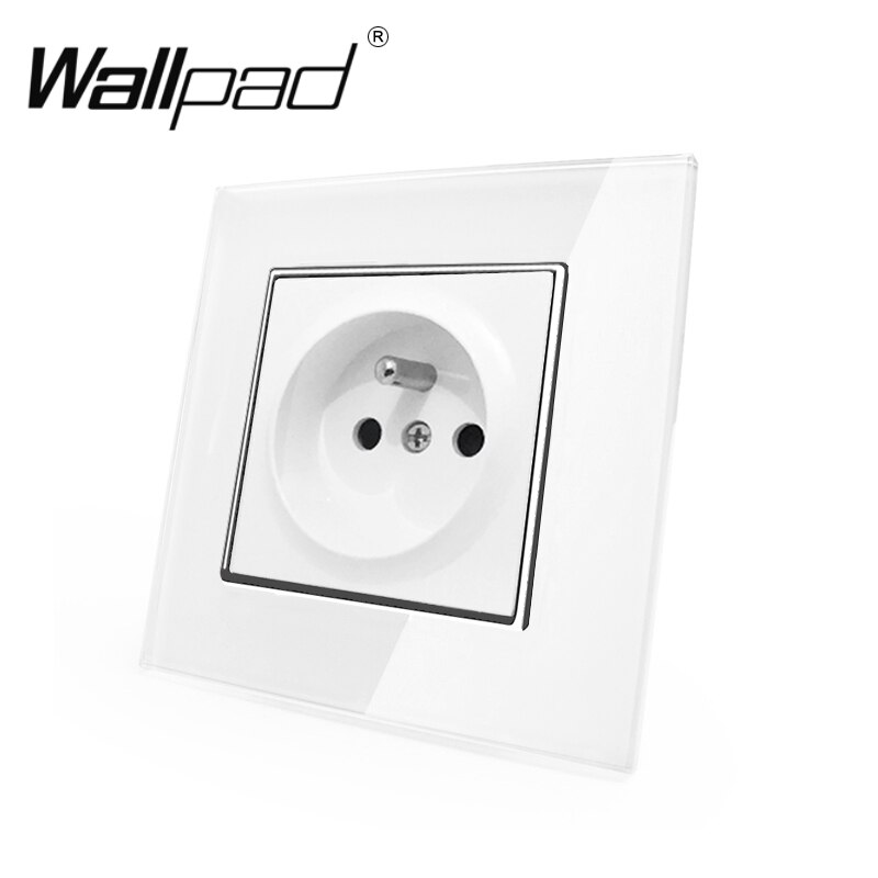 EU standard Francese Presa con Artigli Wallpad Pannello Di Vetro Bianco Schuko Francese A Parete in Stile UE Spina Presa di Corrente Presa di Corrente con il gancio: francese Socket / bianca colore Product