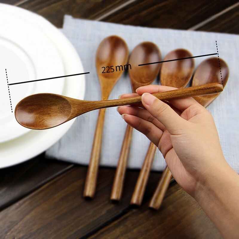 Löffel Holz Suppe Löffel 5 Stück Eco Freundliche Geschirr Natürliche Ellipse Holz Pfanne Löffel Set für für Essen Mischen Rühren C